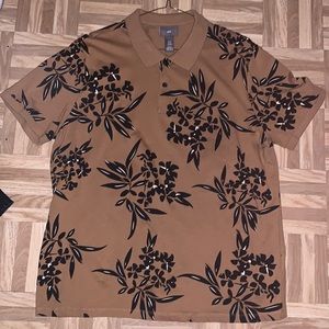 H&M Fall 2020 Mocha Floral Polo XL